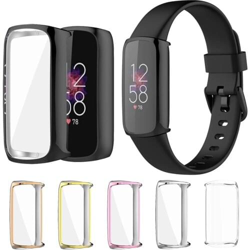 TPU Soft Full Screen Glass Protector Smartband Case Shell Edge Frame For Fitbit Luxe Band Protective Bumper Cover Accessories