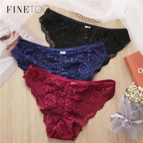 FINETOO Lace Panty Sexy Weave Panties for Women Floral Briefs L-2XL Female Underwear Lace Underpants Fashion 2020 Sexy Lingerie