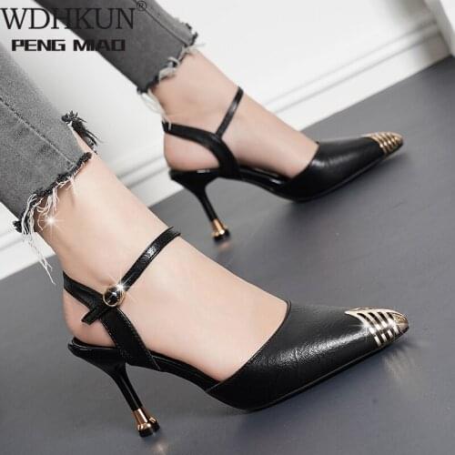 WDHKUN Women Cute Pointed Toe Blue Buckle Strap Stiletto Heels for Party Lady Classic Comfort Summer High Heel Shoes