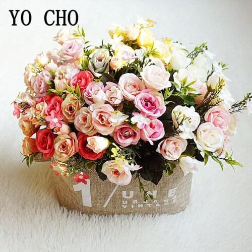 10 Heads 3 Buds Artificial Flowers Roses Silk Bride Bouquet Fake Flowers for Home Wedding Party Supplies DIY Decor Roses Flowers