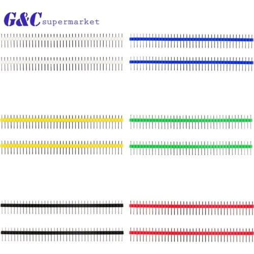 10pcs Pin Header Strip 40Pin Male Single/Double 2.54mm Straight White/Red/Yellow/Green