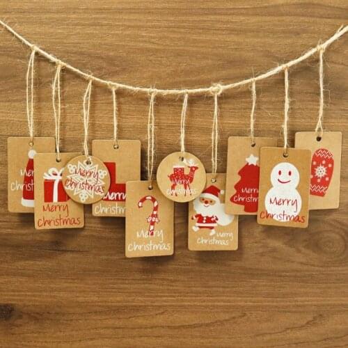 50Pcs DIY Kraft Paper Tag Xmas Hang Tags Gift Wrapping Labels Party Cards Christmas Decoration Santa Claus Wrapping Supplies