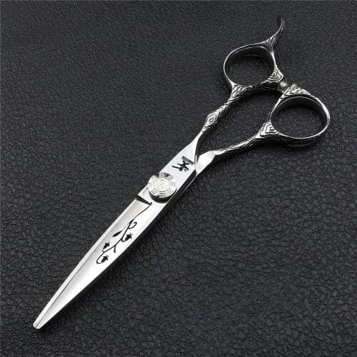 6 inch high quality 440C cutting scissors barber hollow carving pattern hair scissors