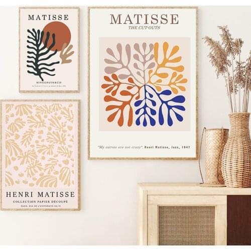 Abstract Matisse Girl Leaf Sun Vintage Boho Wall Art Canvas Painting Posters And Prints Wall Pictures For Living Room Decor