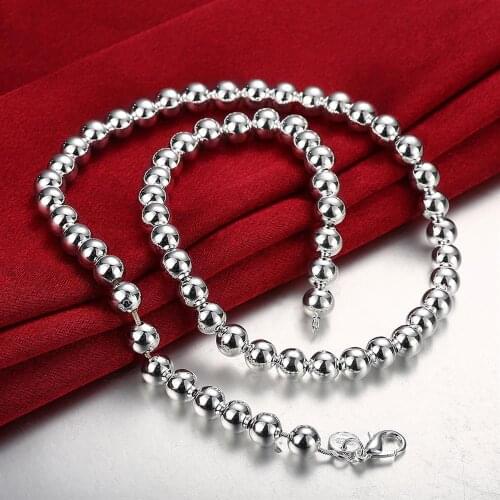 925 Sterling Silver Necklaces for woman men Jewelry 20 Inch Classic 8MM Buddha beads chain Fashion party wedding Christmas Gifts