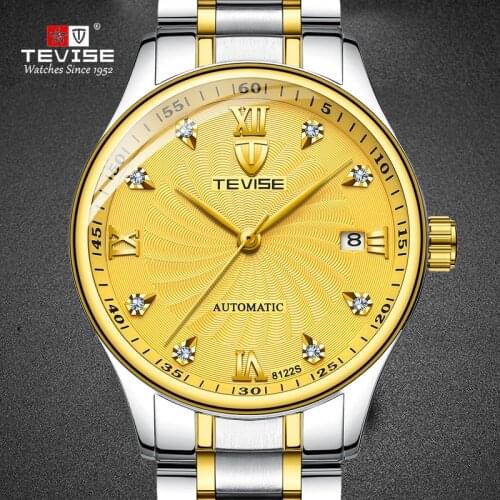 TEVISE Men Watch Auto Date Male Clocks Automatic Mechanical Watches Waterproof Stainless Steel Wristwatch relogio Mens Watches