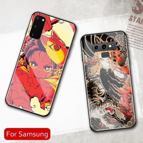 Anime Demon Slayer Phone Case For Samsung A50 A60 A70 A21 A31 A51 A71 A81 A91 4G 5G A50S A70S M40 M80S Tempered Glass Shell