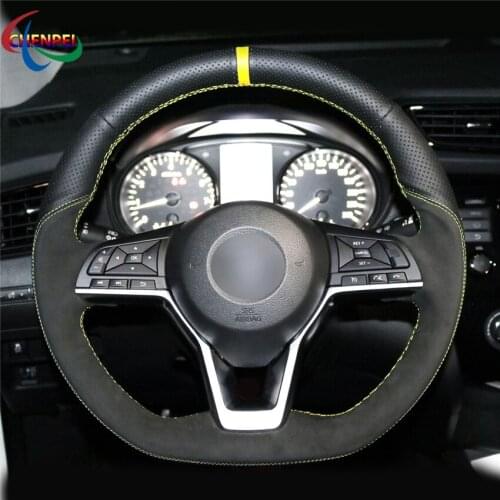 DIY Anti-Slip Wear-Resistant Steering Wheel Cover For Nissan Qashqai X-Trail Juke Micra Serena 17-20 Car Interior Decoration