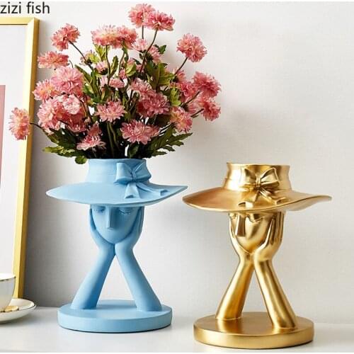 Nordic Vase for Flowers Goddess Character Decorative Resin Vases Flowers Arrangement Porcelain Crafts Home Decoration Modern