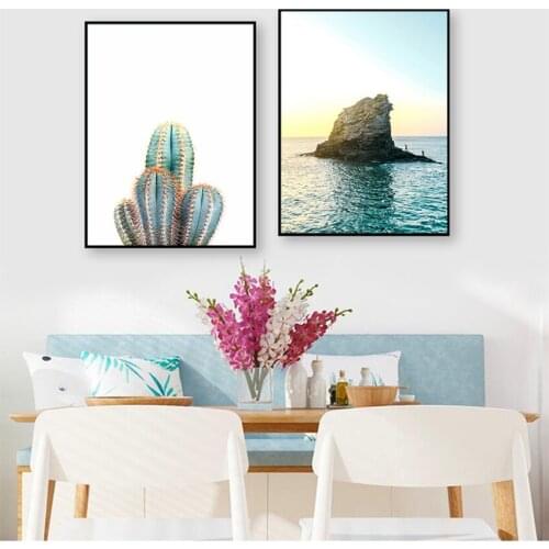Cactus Picture Room Decoration Home Decor Sea Sunset Motivational Poster Quote Print Nodic Style Wall Art Canvas Painting