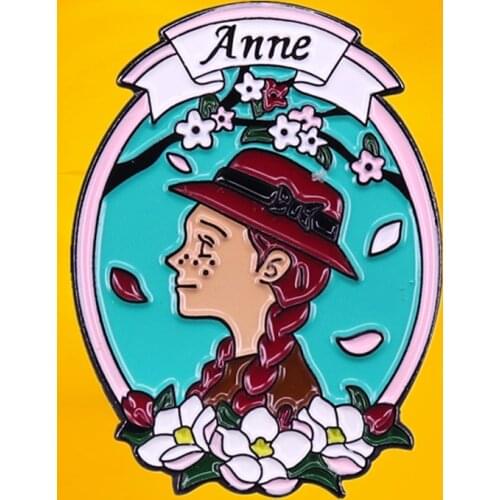 Anne Shirley enamel pin Lucy Maud Montgomery novel Prince Edward Island Kindred Spirits red headed girl badge