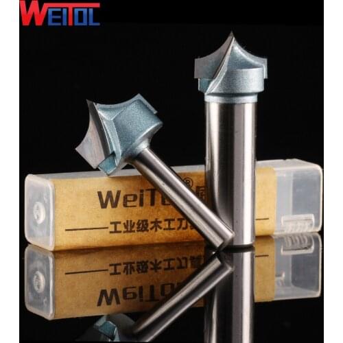 Weitol 1pcs 1/2 inch shaper wood carving tools V groove cutter wood carving tools router bit CNC machine tool
