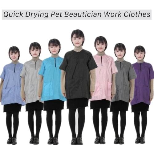 Pet Store Beauty Robe Dress Breathable Quick Drying Pet Beautician Work Clothes Apron For Dog Cat Hairdressing Grooming G0109