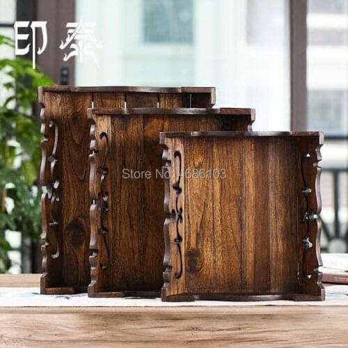 Indo-Thai Home Creative Fruit Plate Arrangement Thai Wood Carved Fruit Plate Tea Plate Three-piece Suite Home Living Room Fruit