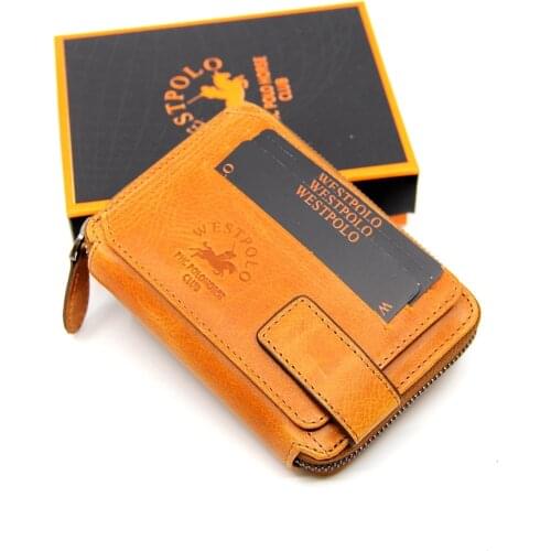 Yellow Crazy Genuine Leather Paper Money Compartment Wallet Card Holder TAE1795CR