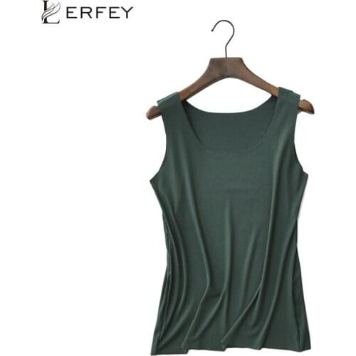LERFEY Women Tank Top Colored Camisole Knitted Sexy Sleeveless Tees T shirt Summer Slim Undershirts Teenager Casual O neck Tanks