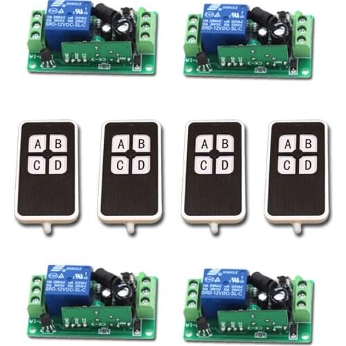 Best Quality DC9V12V24V 1CH RF Wireless Remote Control Switch System 4Transmitter & 4Receiver Relay Receiver Smart Home Switch