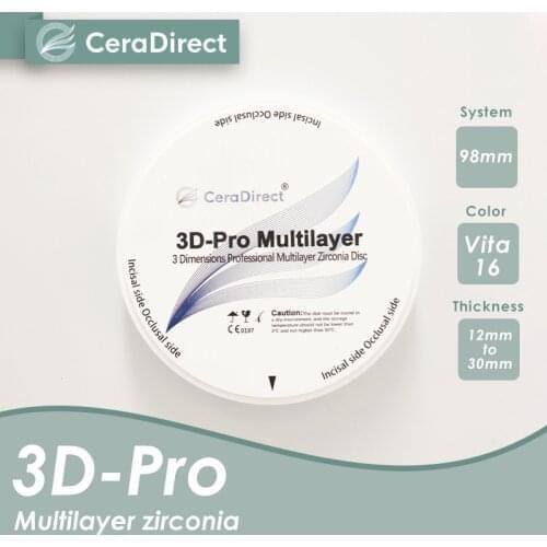 Ceradirect 3D Pro multilayer zirconia open system(98mm) Thickness 20-25mm