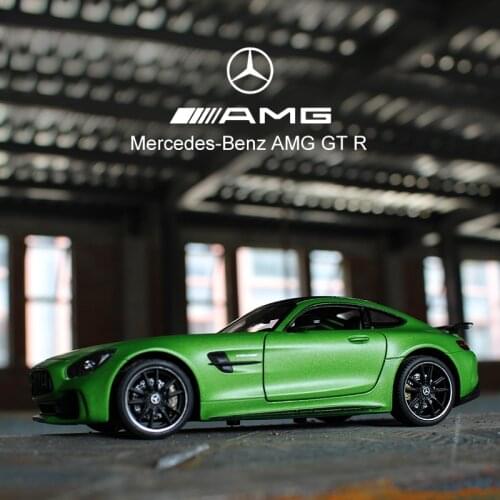 Welly 1:24 Mercedes AMG GTR green car alloy car model simulation car decoration collection gift toy Die casting model boy toy