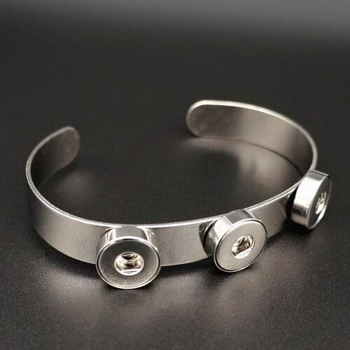 Fashion Charming 3buttons Stainless steel metal Snap bracelet bangle fit 12MM snap buttons jewelry wholesale SG0059