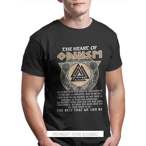 Men Tops Norse Mythology Freyja Freyr Yggdrasil Ofertas T-Shirts The Heart Of Odinism Odin Graphic Short Sleeve