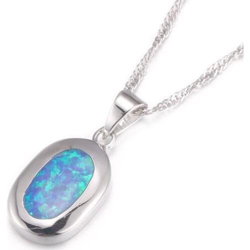 Blue Opal Oval Pendant Jewelry for Women OP145
