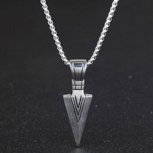 Women Men Necklace Stainless Steel Spearhead Arrowhead Pendant Necklaces Chocker Jewelry AC889