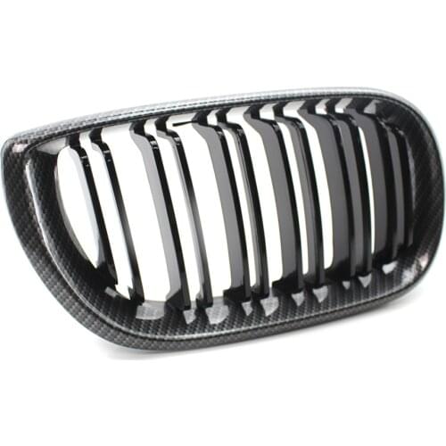 A Pair Carbon Fiber Front Kidney Grill Grills Double Slat for BMW 3 Series E46 4 Door 2002-2005 Racing Grills Car Styling