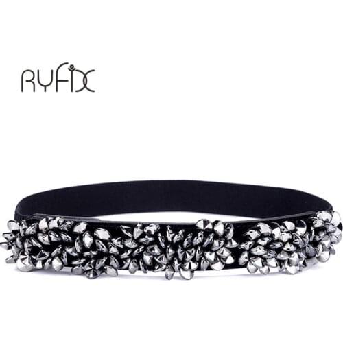 Woman Metal Plate Punk western Belt Female Wide Hiphop Rock Rivet Strap Cinto men Ceinture Black BL380
