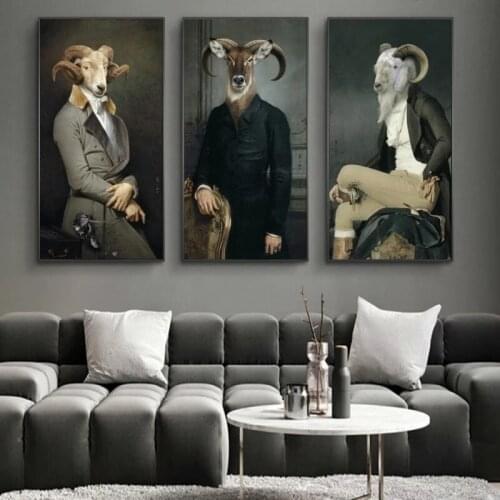 Nordic Retro Goat Canvas Art Posters And Prints Earl of the Goat Canvas Paintings On The Wall Art Picture Wall Decoration Cuadro