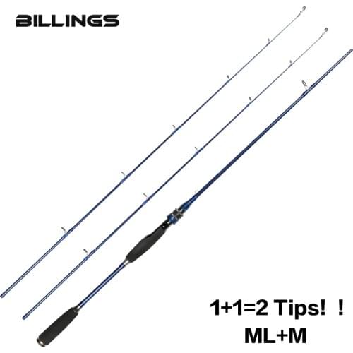 BILLINGS Original ML M 2 Tips 1.8M Cheap Carbon Fiber Casting Spinning Fishing Rod 2 Section Ultra Saltwater Spinning Casting