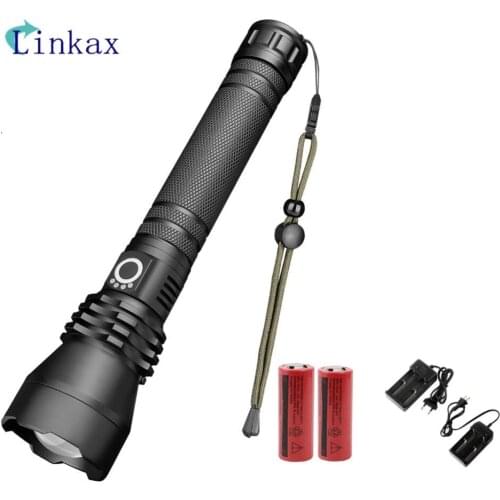 Led Flashlight Ultra Bright Torch Adjustable Focus Camping light 3 Switch Modes Zoomable Bicycle Light Use 2*26650 Battery