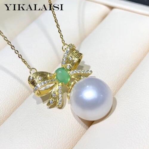 YIKALAISI 925 Sterling Silver Necklaces Jewelry For Women 10-11mm Round Natural Freshwater Pearl Pendants Wholesale