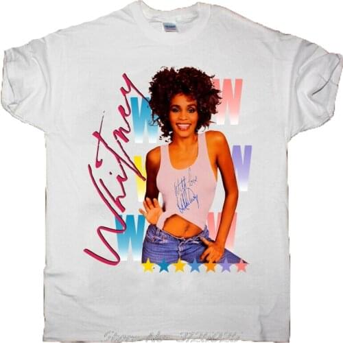 Funny Whitney Houston Shirt Vintage 1987 The Moment Of T-Shirt Reprint Double Side Men Cotton Tees Streetwear