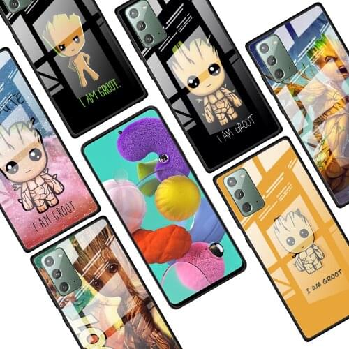 Marvel Groot Art for Samsung Galaxy Note 20 Ultra 10 Lite Plus 9 8 5G A70 A50 A40 A30 A20 Tempered Glass Phone Case