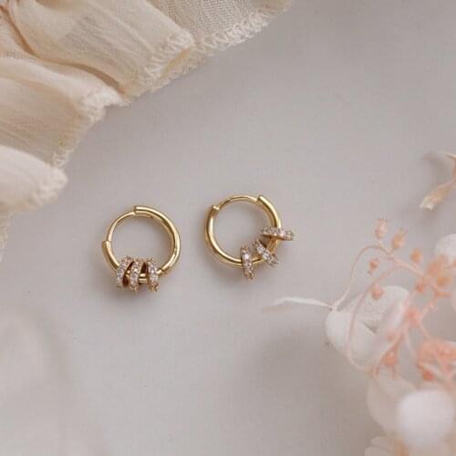 925 Sterling Silver French Punk Hip-Hop Geometric Small Hoop Earrings for Women Gold Silver Party Jewelry Accessories