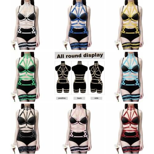 Pentagram Accessories Harness Body Cage Bra for Women Elastic Bondage Bralette Strappy Tops Pastel Goth Harajuku Lingerie Dance