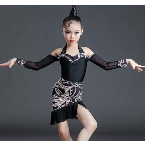 New ChildrenS Latin Dance Practice Clothes Girls' Latin Dance Costumes Summer Gauze Sleeves Strapless Split Skirt Suit SL4816