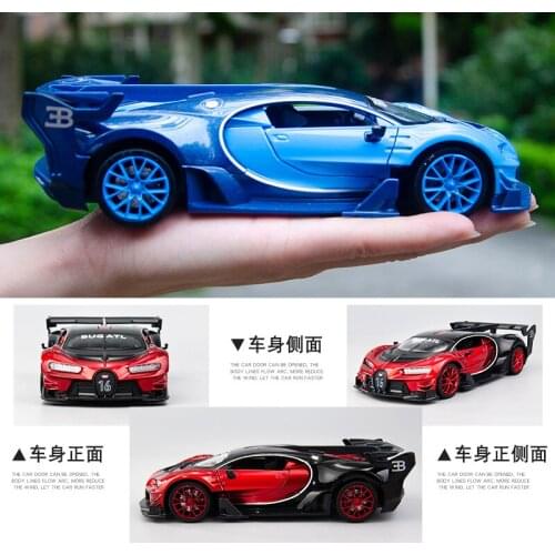 1/24 Proportion Simulation Alloy Bugatti Car GT Alloy Car Model Toy Car Decoration Pull Back Open Doors Childrens Birthday Gift