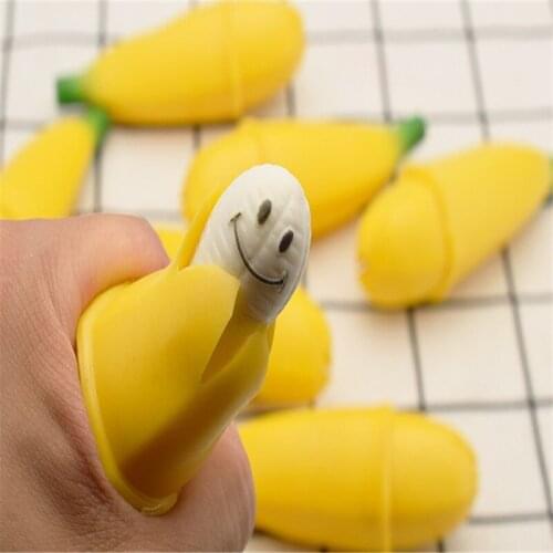 1pc Banana Squeeze Smiley Face Banana Prankster Prank Stress Relief Toy For Children entertainment Interesting Toys