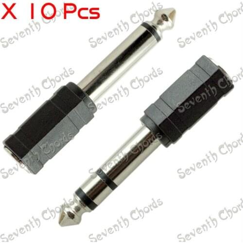 10 Pcs Microphone Guitar Cable Audio Converter Adapter Coupler Connector 1/8" 3.5 Female Jack To 1/4" 6.35 Male Plug (ZJST-SDXD)