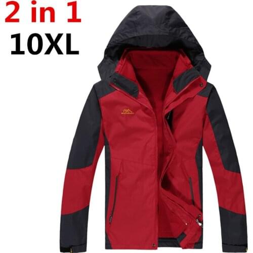 10XL 8XL 6XL 5XL 4X Man Winter Waterproof 2 in 1 Jacket zipper Hoodie Cotton Padding Coat Trekking Travel pizex