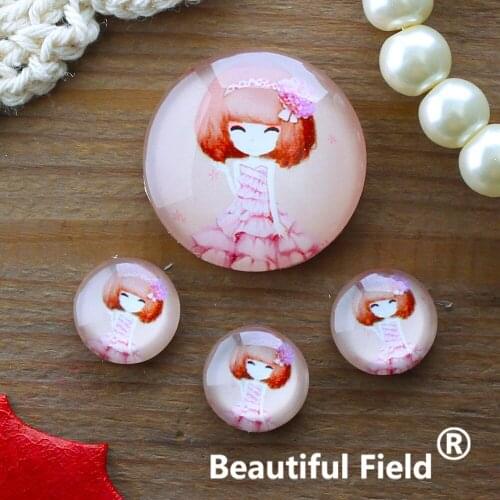 12mm 25mm 14mm 16mm 18mm 20mm Photo Glass Cabochons Round Cameo Set Handmade Settings Stone Girl FFR51