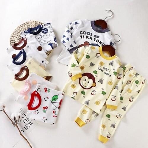 2Pcs Children Kids Pajamas Sets Baby Cotton Boys Girls Sleepwear Suit Autumn Pajamas Set Long Sleeve Pajamas Children Clothing