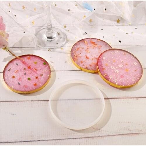 2 Pcs/Set Round and Square Coaster Crystal Epoxy Resin Mold Cup Mat Pad Silicone Mould DIY Crafts Decorations Ornaments Casting