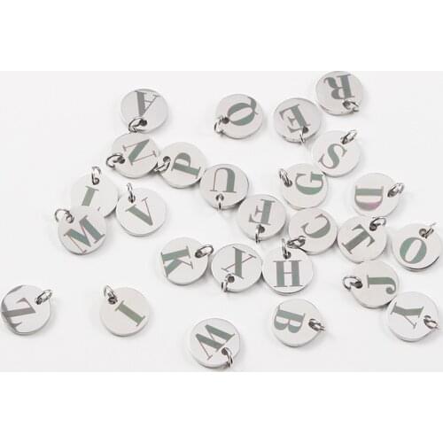 26pcs/Lot Stainless Steel Mirror Polish 10mm Round A-Z Alphabet Whole 26 Letter Charm Pendant for DIY Making Jewelry Wholesale