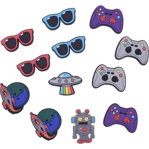1 Piece of Cartoon UFO PVC Shoes Charm Shoe Accessories DIY Wrist Strap Shoe Decoration