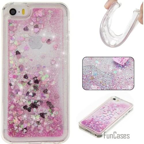 Coque Bling Love Heart Stars Soft TPU Phone Case Cover For iPhone 5C Funda Quicksand Cell Phone Case For iPhone 5C Celular