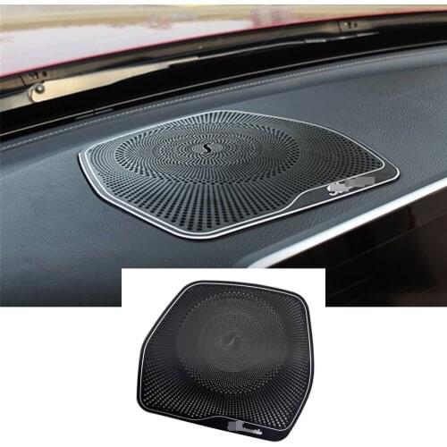 Aluminum Alloy Black Center Console Dashboard Speaker Cover Trim Fit for Mercedes Benz C GLC Class W205 2015-20 Car Accessories