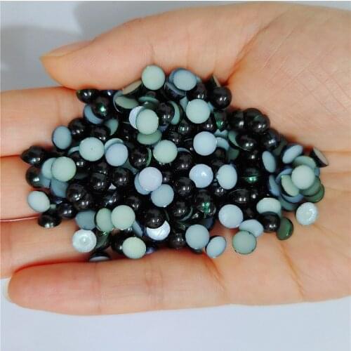Black Half Round Pearl Rhinestone Crystal Non Hotfix Flat Back Rhinestones for clothing Nail Art Decorations
